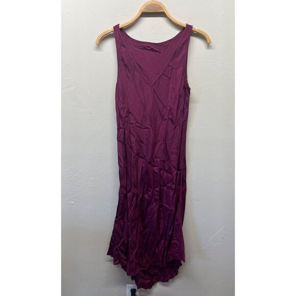 April Cornell Midi Maxi Dress V-Shaped Hem Medium Burgundy Purple Dots Lace Y2K - Picture 7 of 9